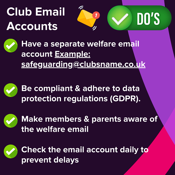 Club Welfare Officer - Do's for club emails